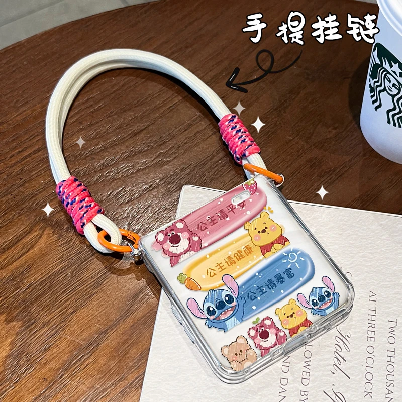 镂空熊适用于荣耀MagicVFlip2折叠手机壳ins卡通透明防摔挂绳软壳