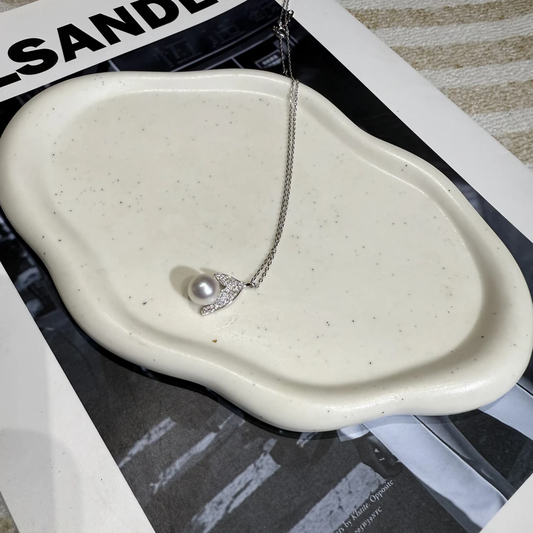 【B149】s925银大鱼尾淡水珍珠吊坠链