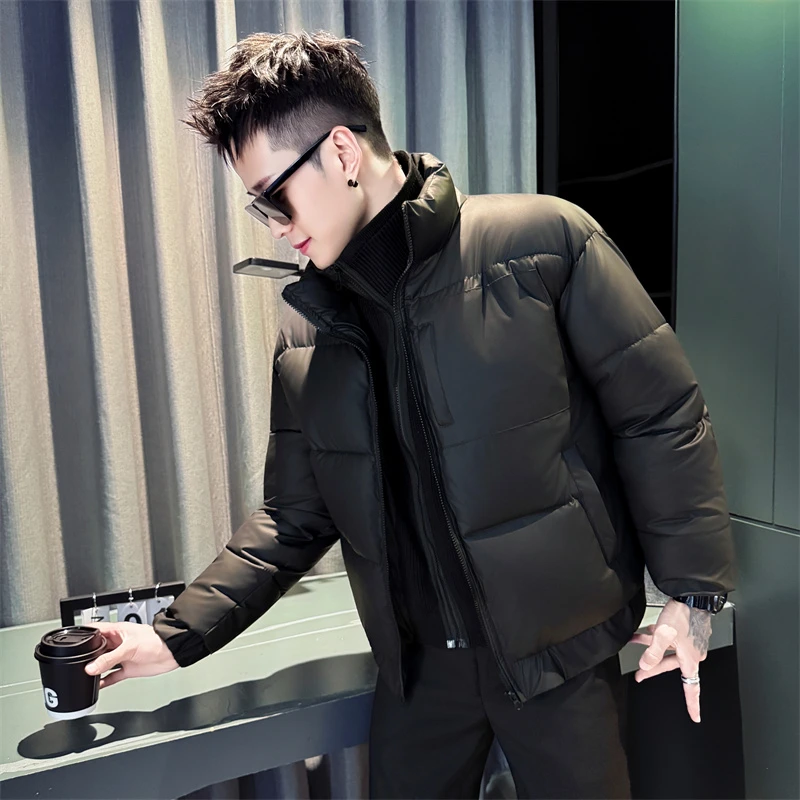 冬季男生穿搭加厚棉服外套男士立领短款假两件棉衣高级感男装棉袄