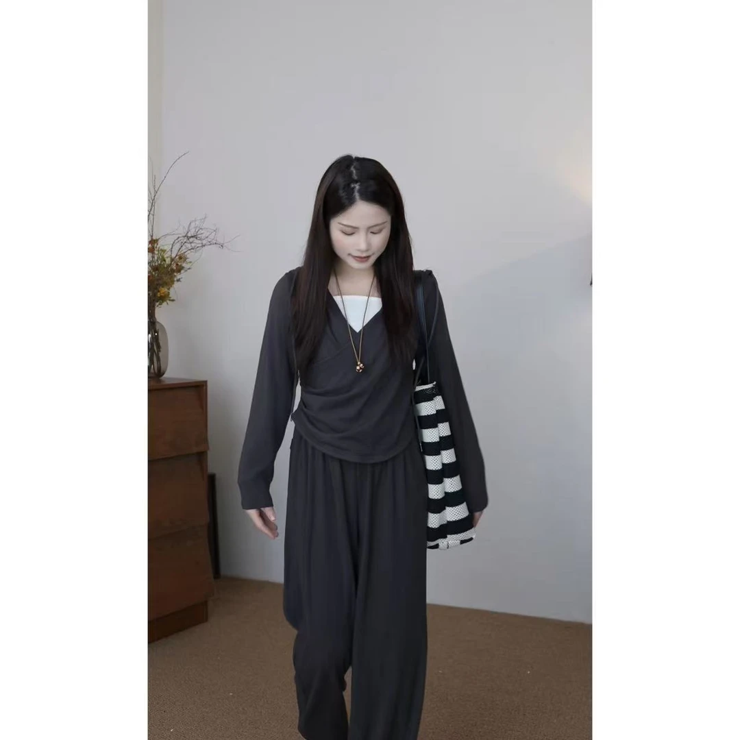 小个子早秋穿搭一整套装连帽女装春秋休闲洋气百搭运动针织2025款