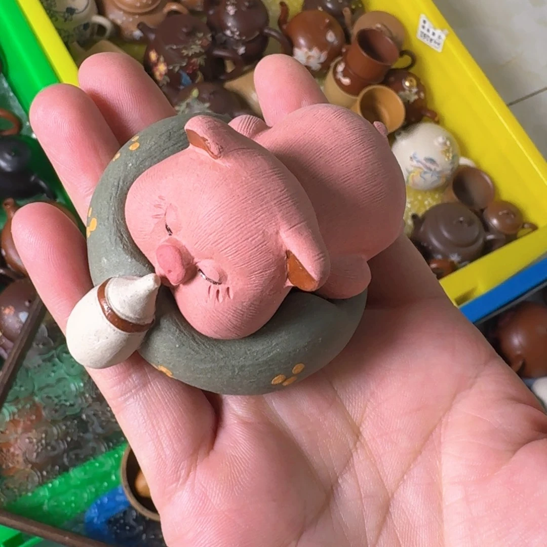 茶壶紫砂可****。奶瓶猪茶宠特价活动