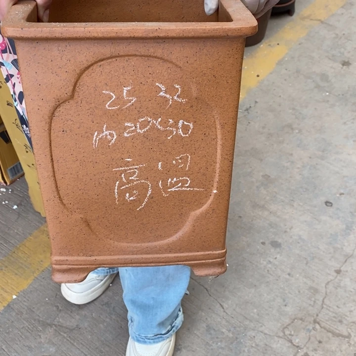 紫砂花盆只顾看手机的