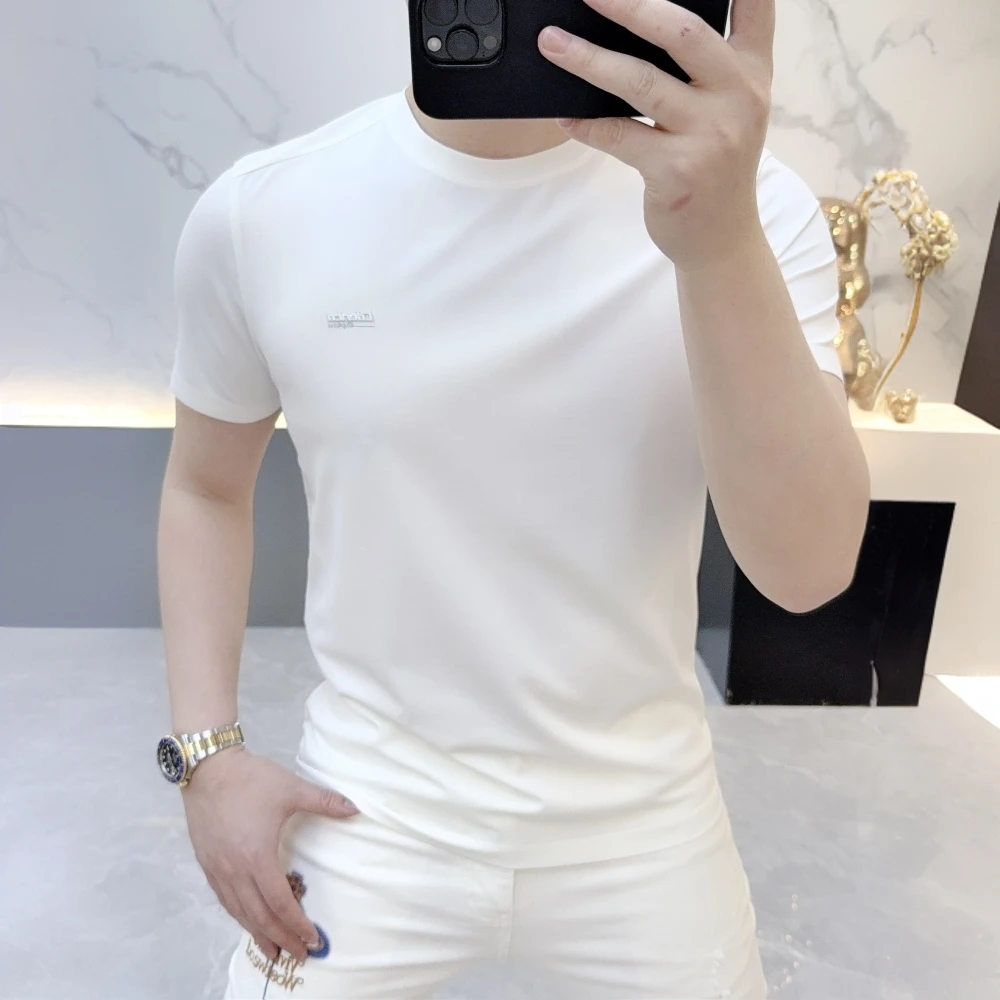 泰维肯戈夏季新款简约百搭帅气圆领短袖修身休闲徽章潮流半袖T恤