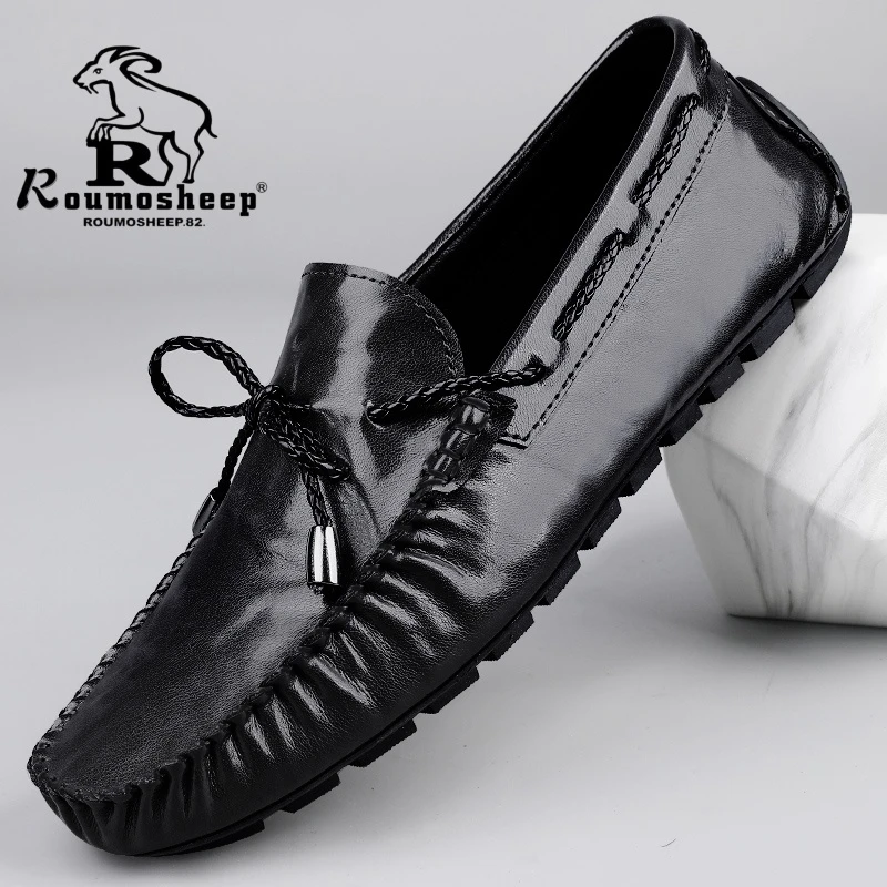 男鞋2025新款豆豆鞋真皮软底一脚蹬懒人驾车休闲皮鞋男士