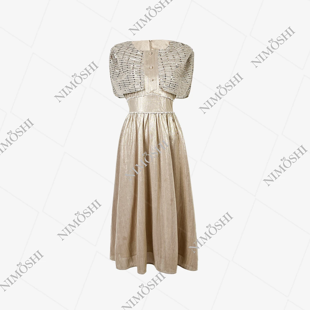 NIMOSHI莎莎夏季新款气质名媛高端紧致法式小众设计连衣裙Q1348