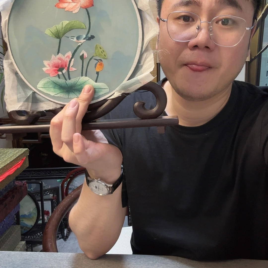 织绣纯手工苏绣荷花翠鸟