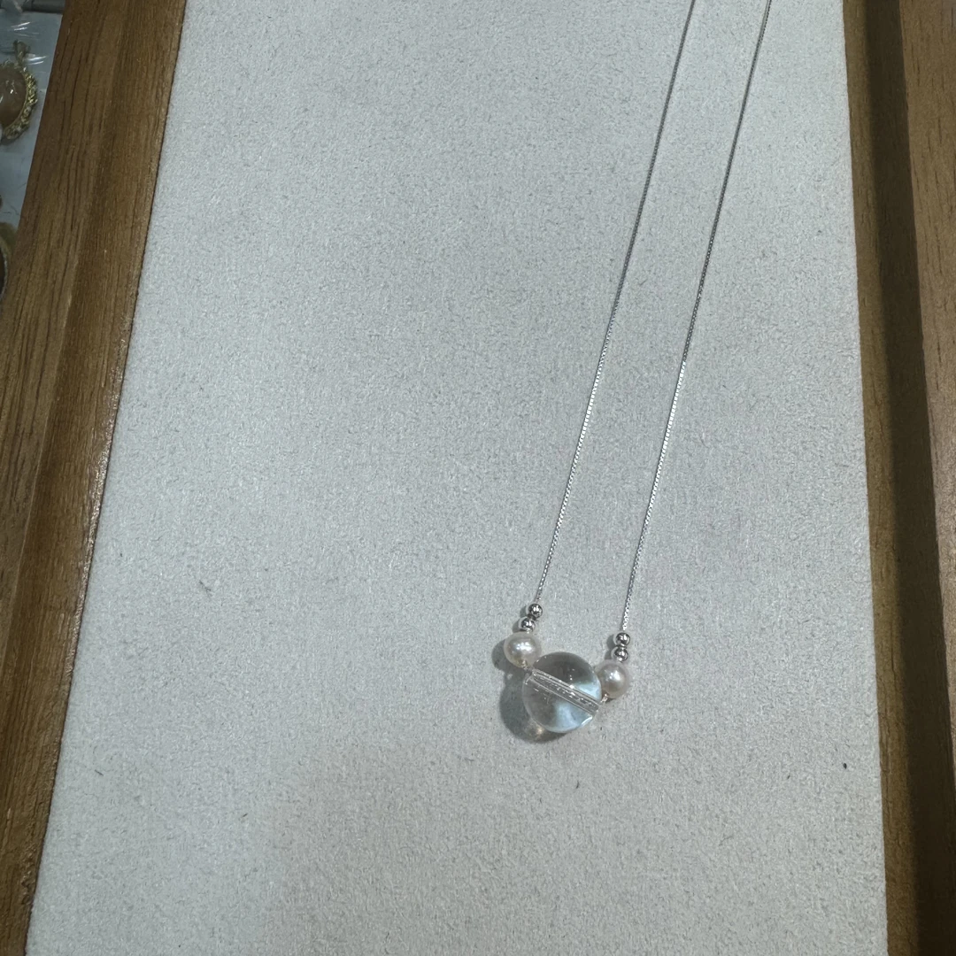 链子925银 S925银单颗白水项链