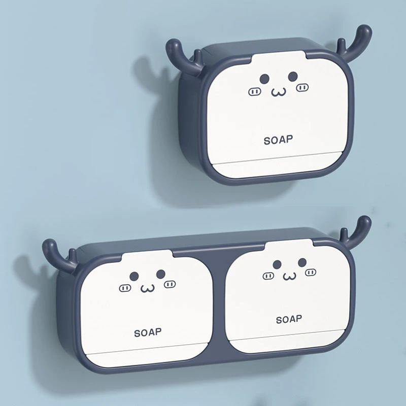 肥皂盒壁挂式家用高档沥水带盖皂架卫生间墙上翻盖香皂收纳置物架