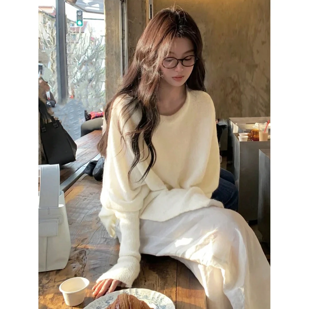 杏色春款针织毛衣宽松慵懒风夏季新款春秋长袖洋气时尚小众秋冬