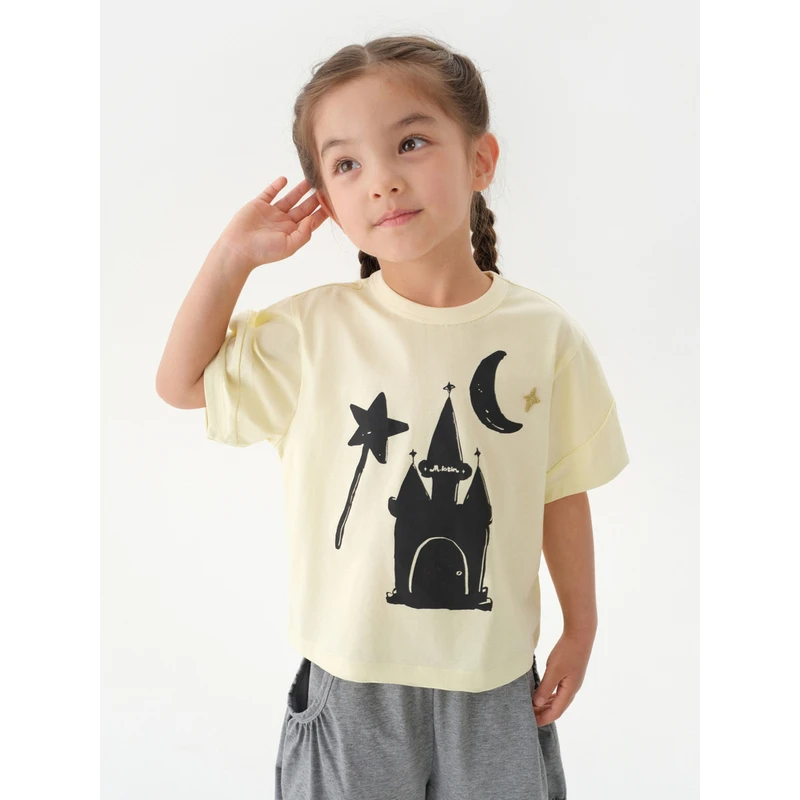 马拉丁童装儿童T恤2025夏装新款小童趣味剪影图案短袖T恤