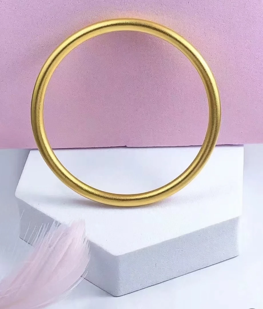 足金古法圆杆素圈手镯