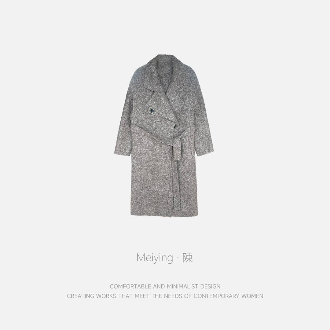Meiying-韩版高端围巾式双面羊绒毛呢大衣YA5DD018