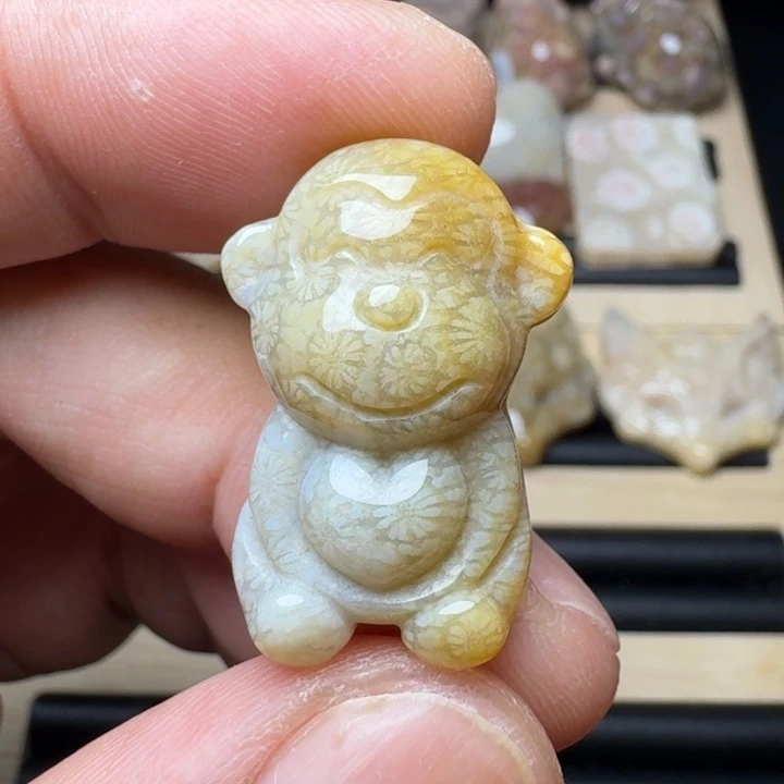 硅化珊瑚（珊瑚玉）未镶嵌纯天然色有机玉石保真色