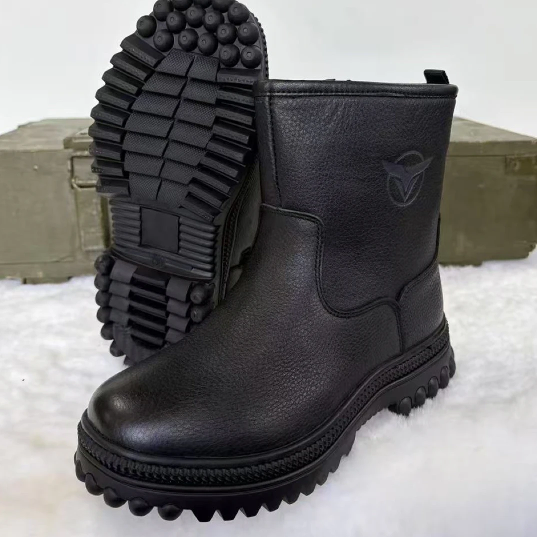 登陆舰拉链羊毛短靴（黑