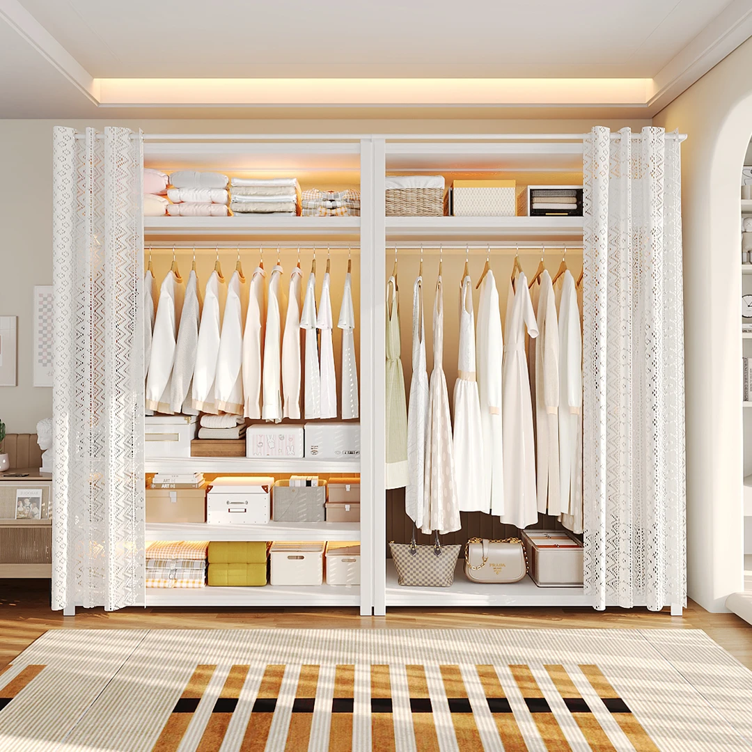 货架衣柜卧室家用出租房简易组装金属洞洞板货架式收纳柜结实耐用