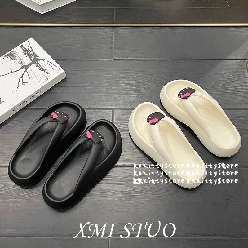 2025夏季网红新款kitty厚底人字拖鞋女休闲时尚可爱外穿沙滩鞋女k