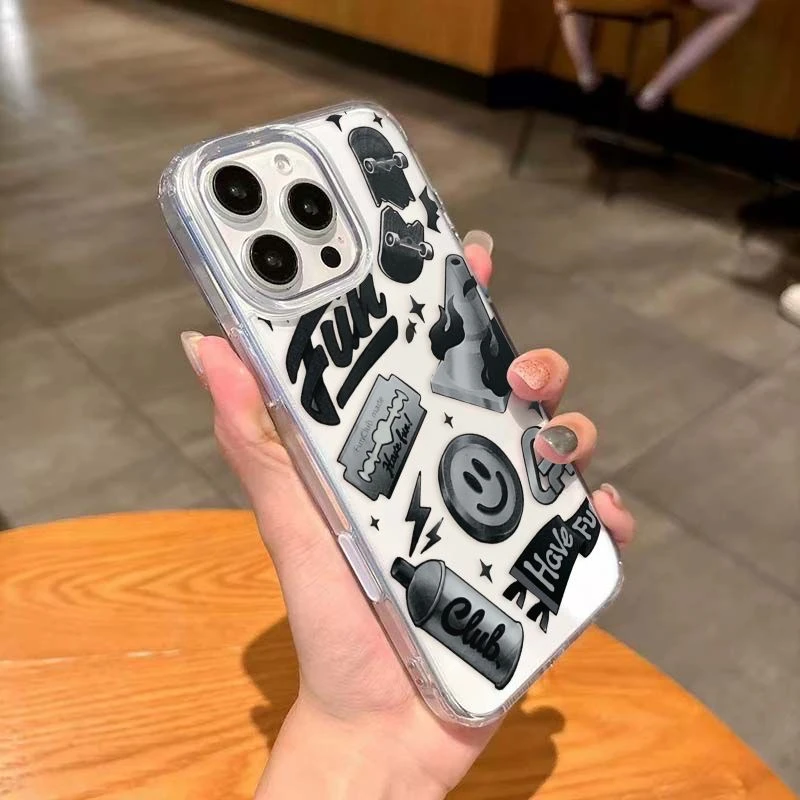 AI相机按键涂鸦小物件适用于iPhone16ProMax手机壳苹果16pro透明