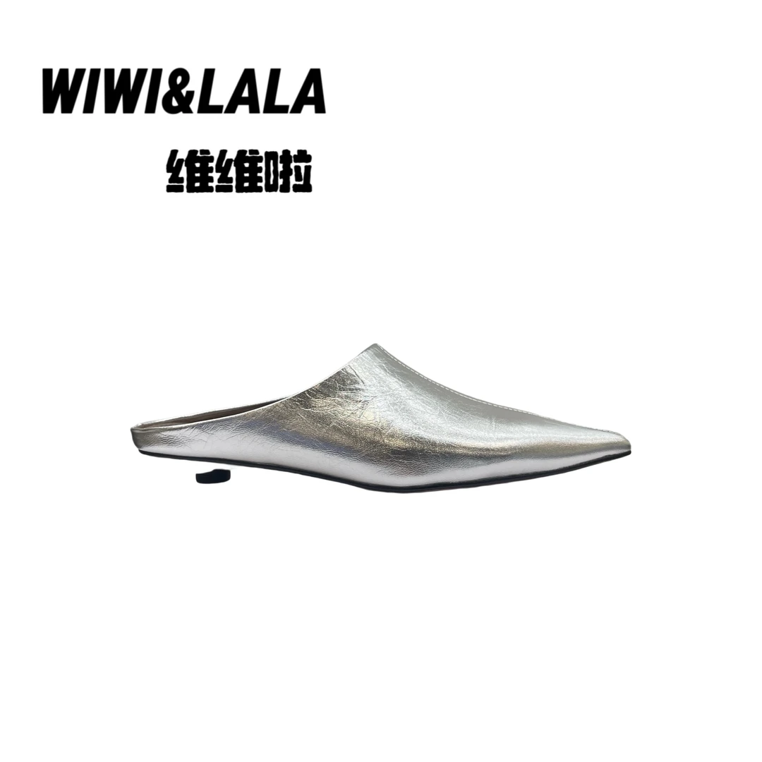 【维维啦】25夏款牛皮尖头半拖鞋2507-10