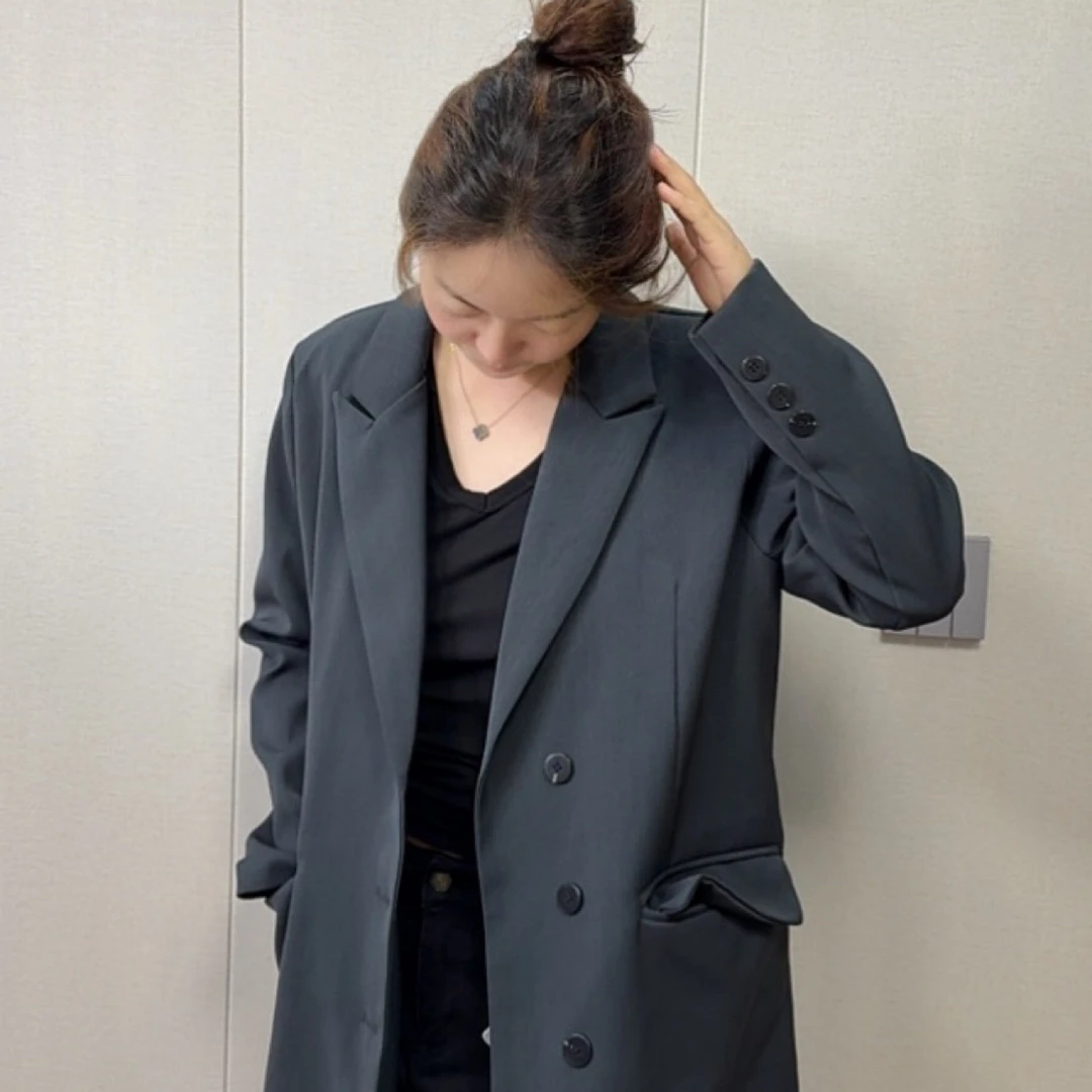 高级感宽松休闲西装长款外套女春秋款通勤必备
