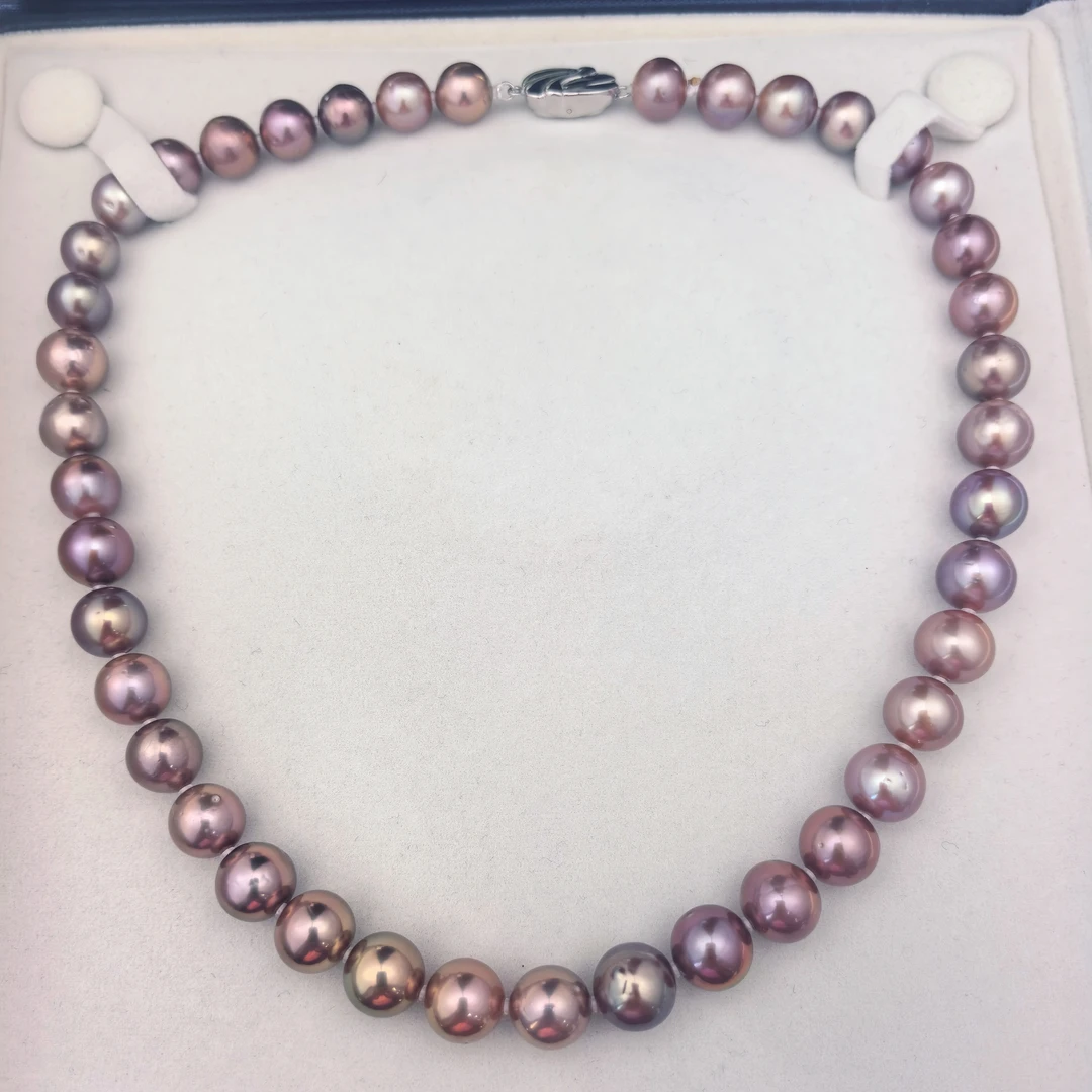 精品爱迪生极光混彩紫珠9-11mm串链天然淡水气质款