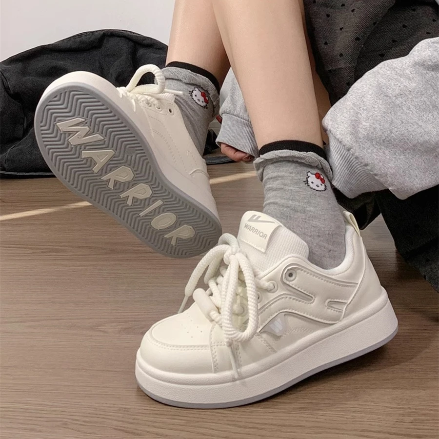 Warrior/回力高级感小白鞋女鞋厚底透气百搭运动多巴胺面包鞋原创