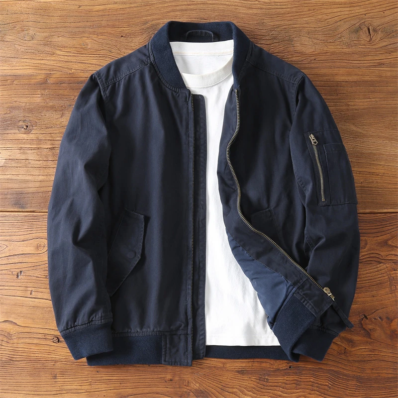 秋冬新品男装美式休闲夹克外套 潮男青年厚实纯色百搭棒球服外套