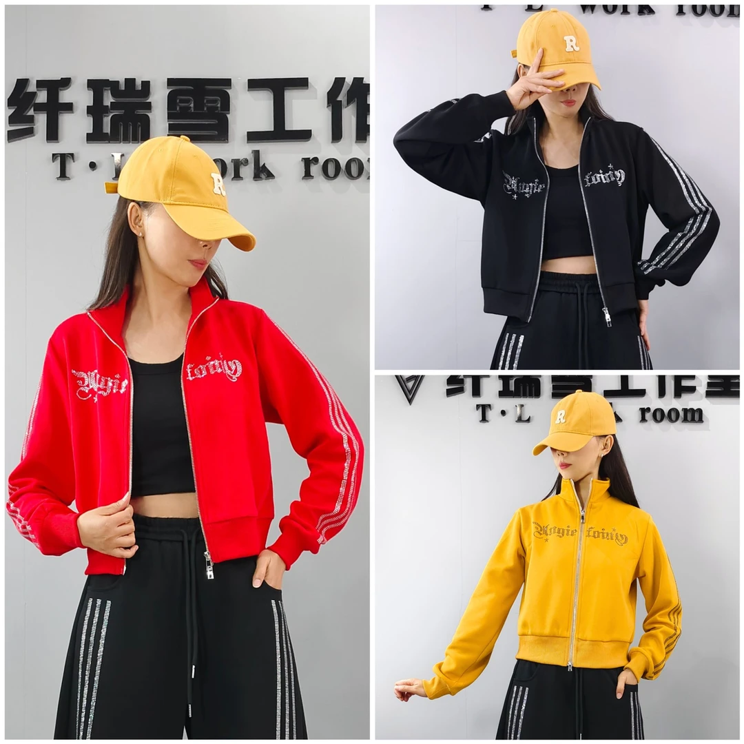 纤瑞雪551款外套秋冬复合棉烫钻外套 加厚不加绒