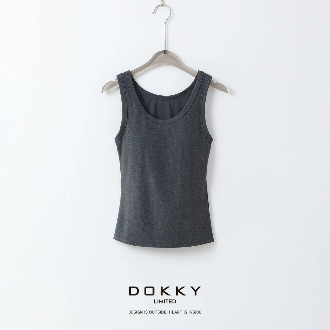 Dokky「女神小U领.紫标」高定亲肤面料.胸垫一体吊带背心LA0298