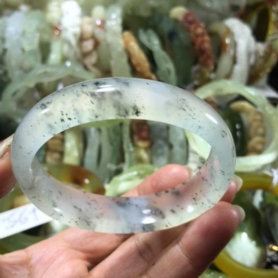 岫玉未镶嵌手镯贵妃手镯53.54