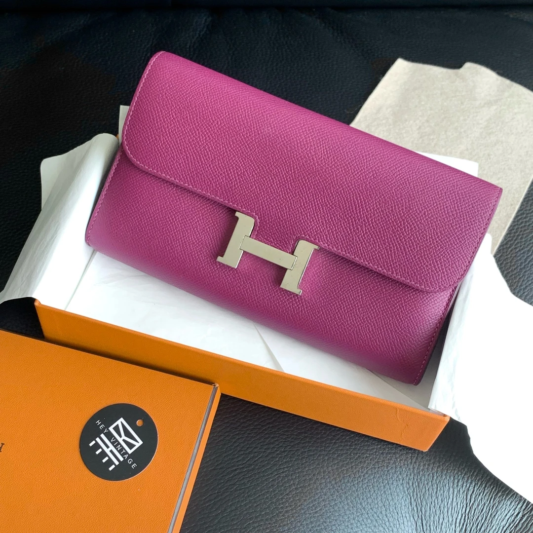 95新 Hermes/爱马仕 紫色康康钱包21cm框p 14355694