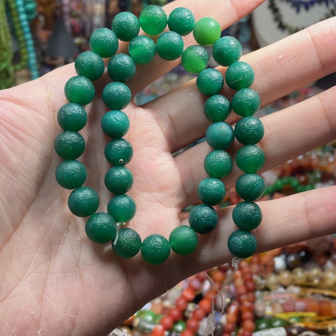 石英质玉，橘皮绿玛瑙10mm，未镶嵌