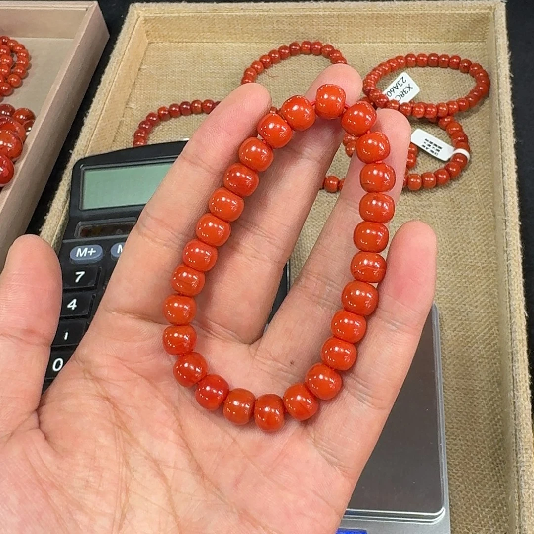云***初南红玛瑙未镶嵌手链高品质瓦西柿子锦
