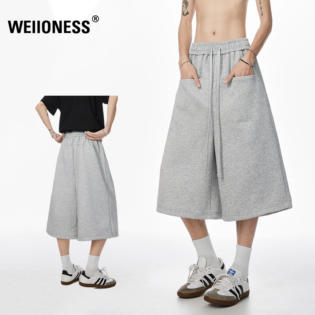 WEIIONESS七分短裤男夏季美式潮牌宽松阔腿裤子高级感男装休闲裤