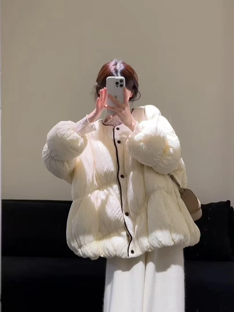 2025秋冬新款法式富家千金洋气保暖棉服外套搭配休闲阔腿裤两件套