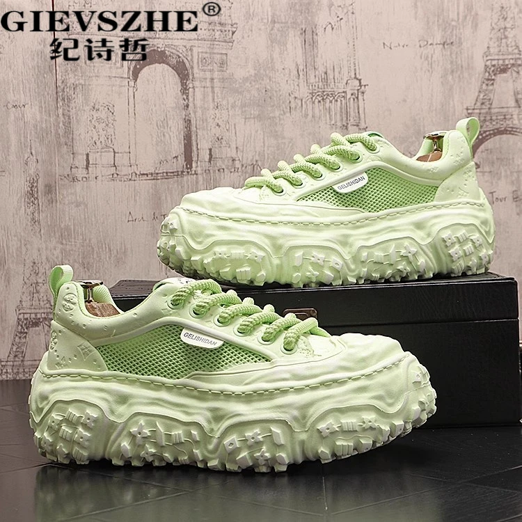 纪诗哲轻奢时尚镂空透气老爹鞋男夏季新款厚底增高百搭低帮运动鞋