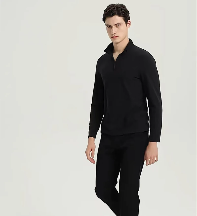 349-高尔夫25春款半拉链长袖衫，吸湿速干，亲肤弹力锦纶速干