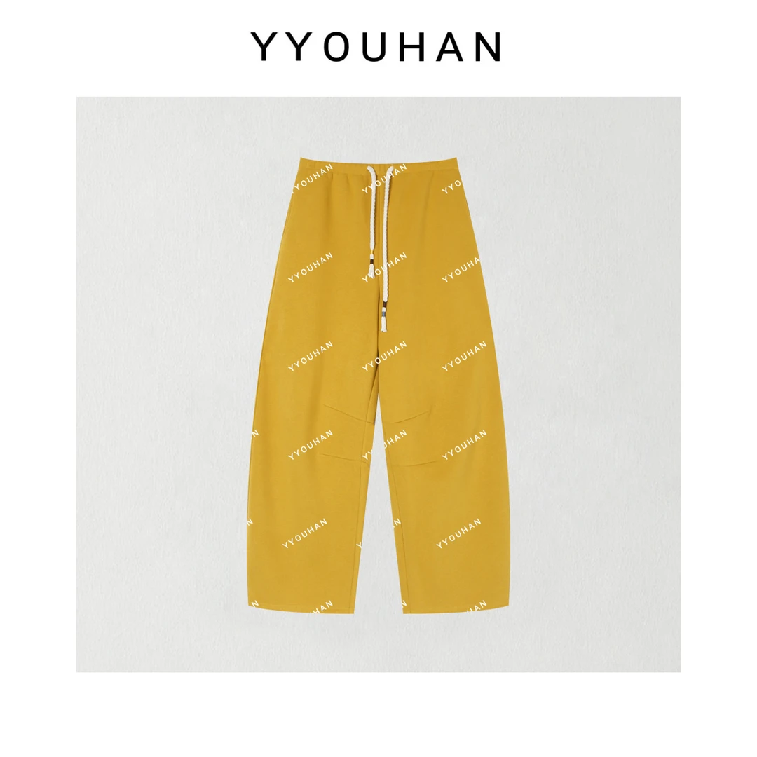 月月 2025秋冬加绒厚款捏褶设计松紧腰彩色卫裤休闲裤 2510C6732