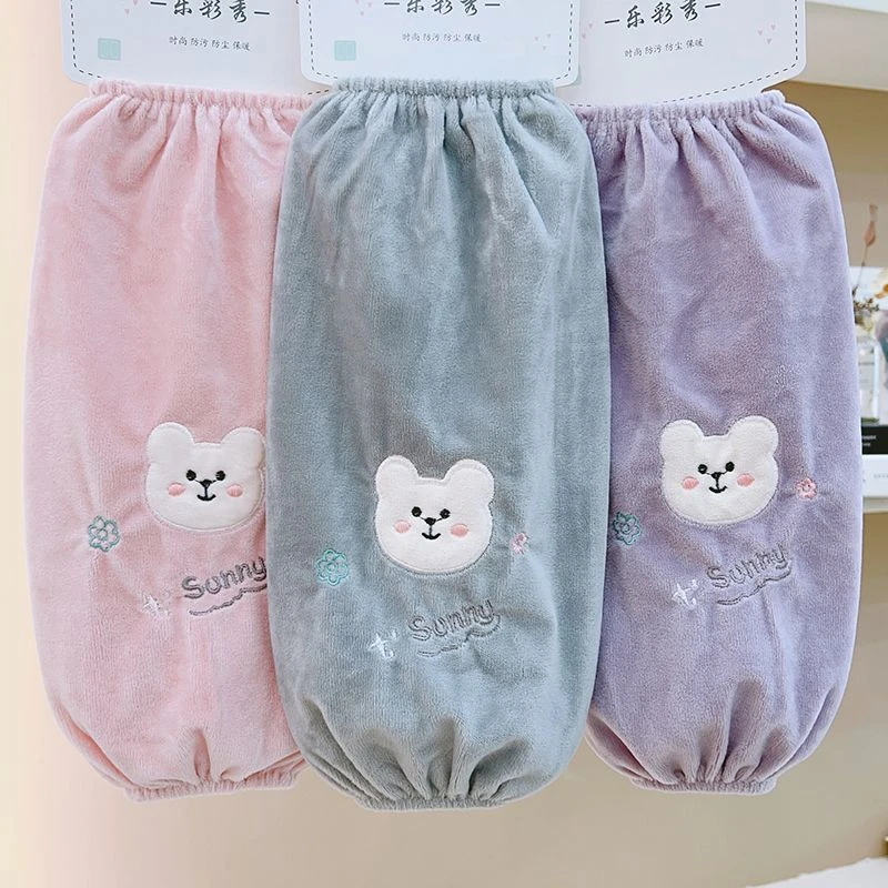 长款袖套防污套袖女冬季毛绒可爱学生护袖办公上班羽绒服防脏袖头