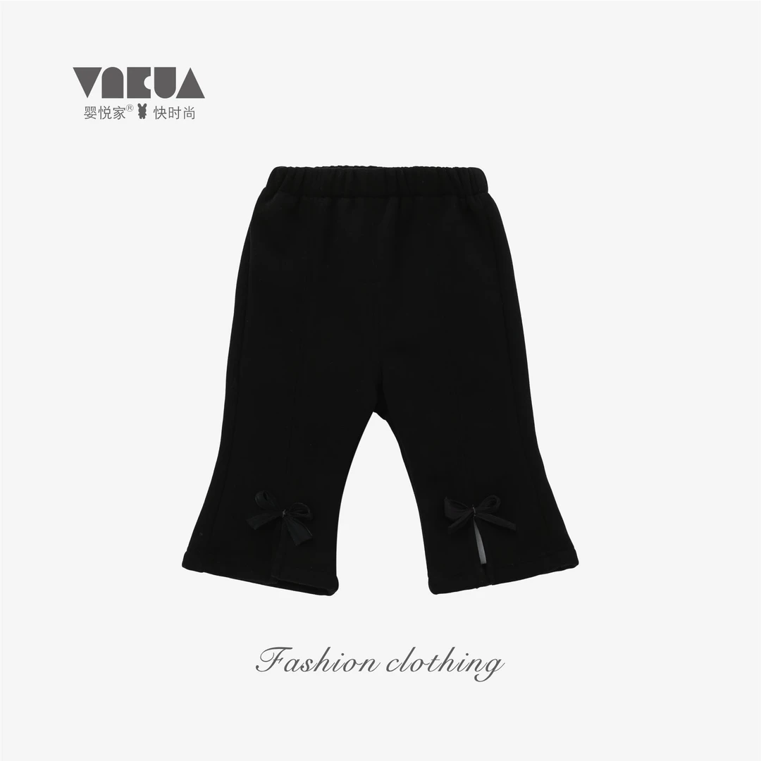 婴悦家冬款女宝时尚洋气纯色百搭款休闲蝴蝶结喇叭裤 Q98689