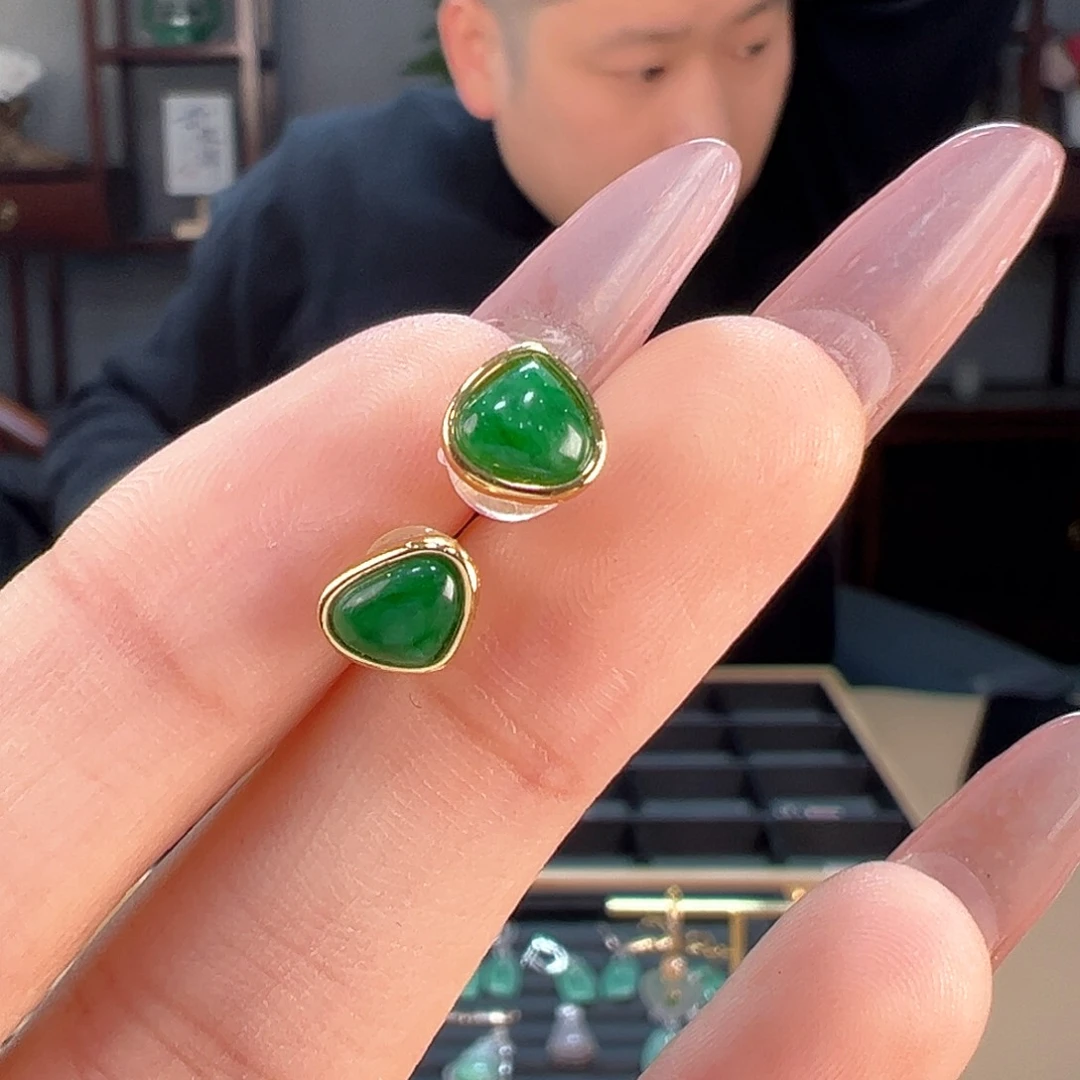 翡翠耳饰银S925镶嵌耳环13