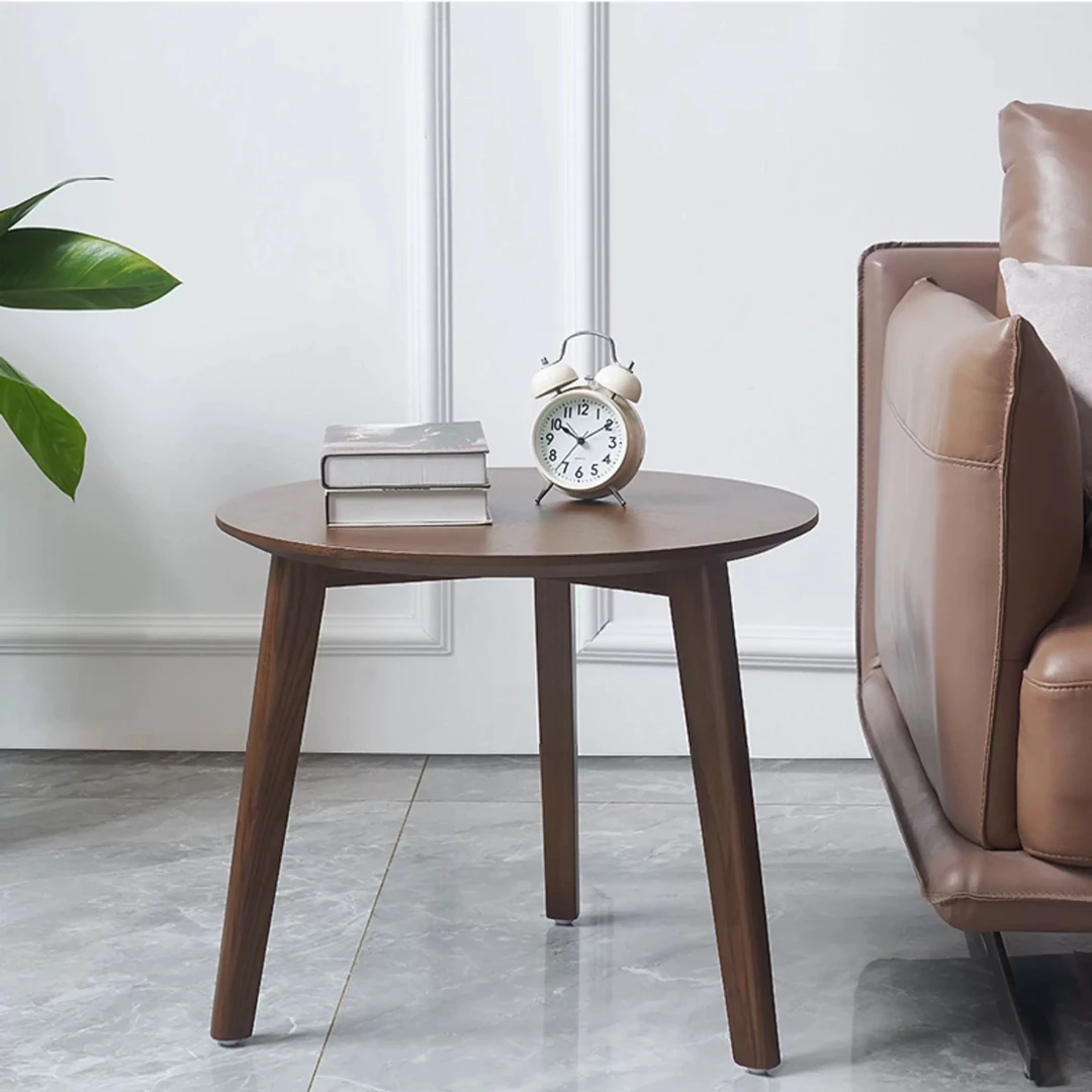 黑胡桃木轻奢实木边几500*500*460