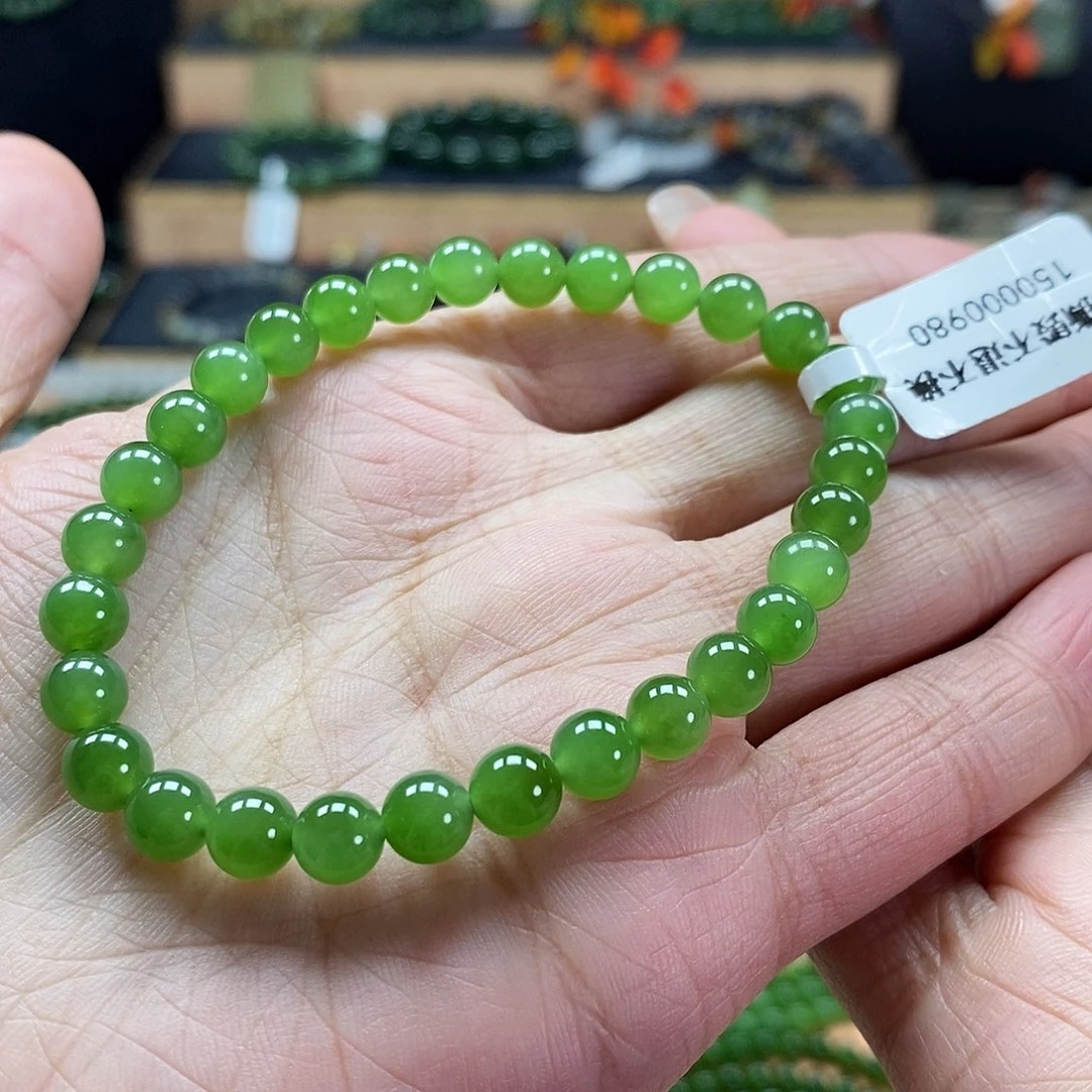 颈饰未镶嵌和田玉（碧玉）6mm果绿