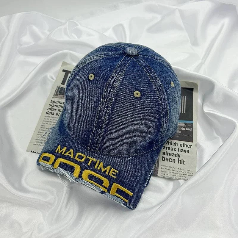 2025新款断檐刺绣磨边棒球帽女百搭水洗做旧鸭舌帽