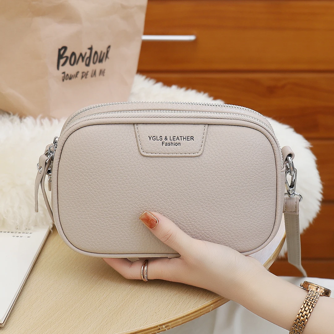 包包女斜挎包简约百搭大气秋季新款女士手机包双层拉链口袋小方包