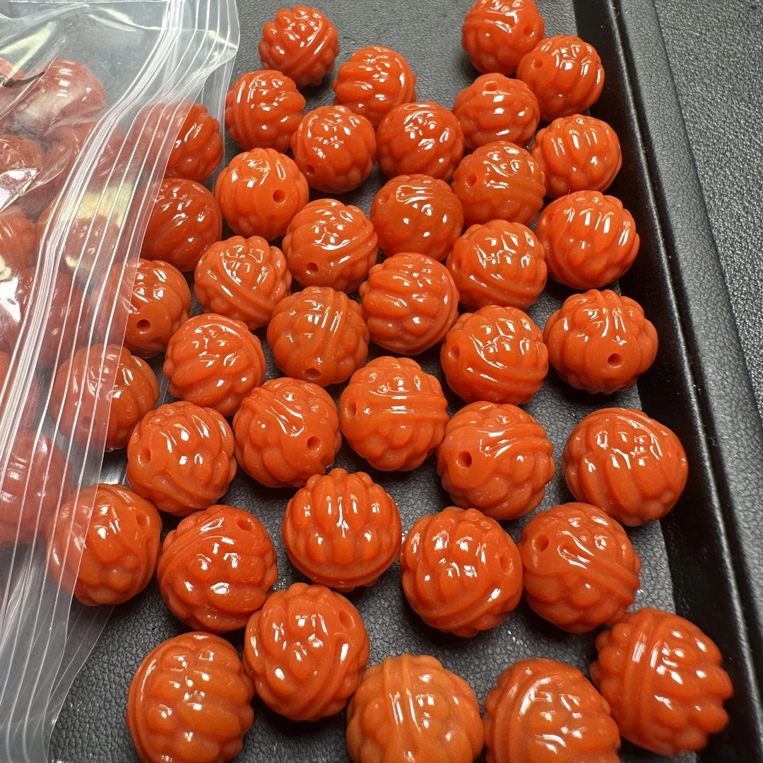 454瓦西料柿子红雕刻富甲尺寸13mm发一