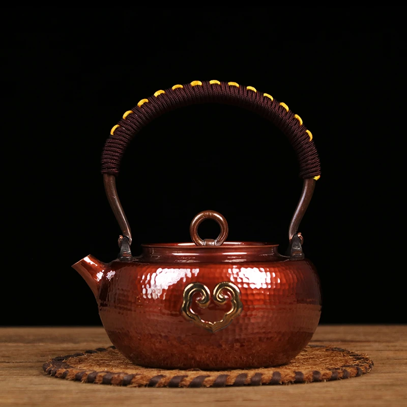 【同心鎏金】纯手工紫铜烤色抛茶壶锤纹煮茶壶350cc