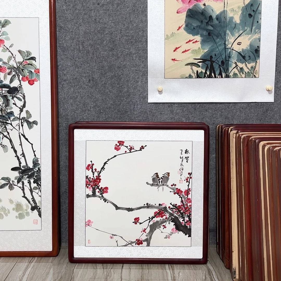 国画书画作品带框63×63