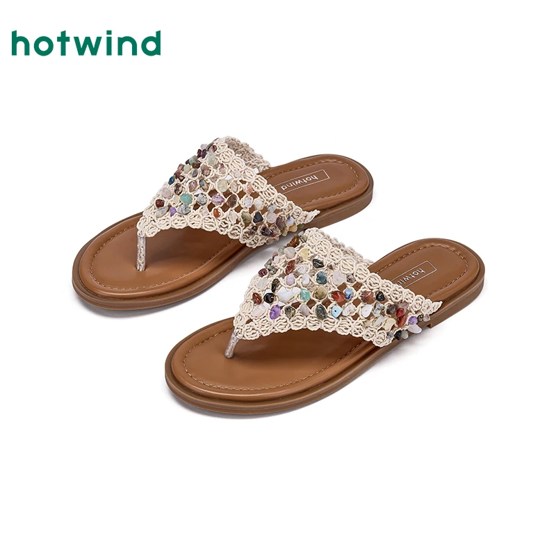 热风2025年夏季新款女士时尚拖鞋H52W25220热风人字百搭小众鞋子