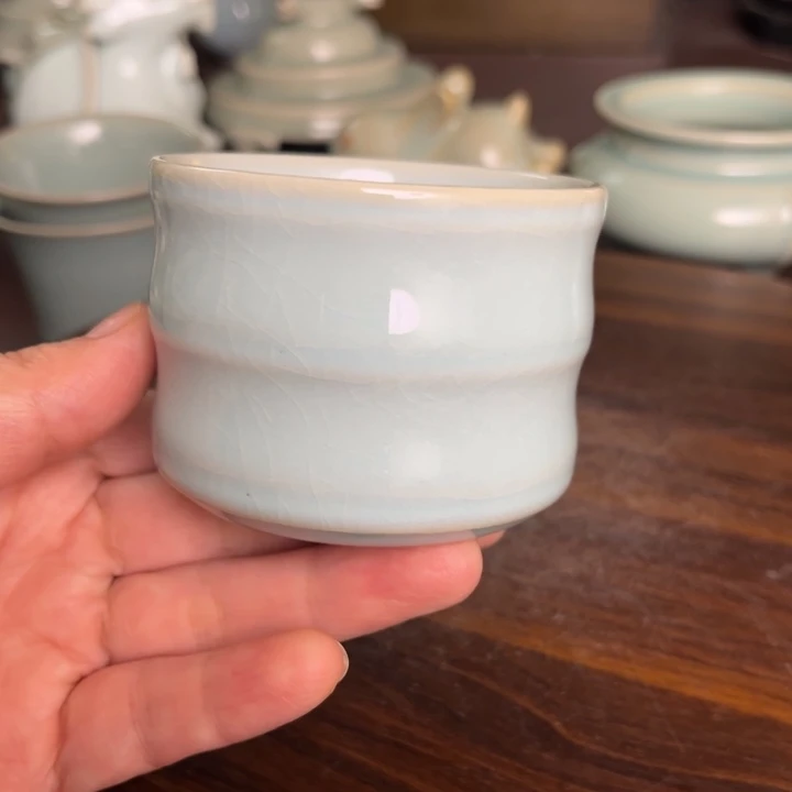 摆件瓷天青竹节杯kkkkjkkkkkkkkk