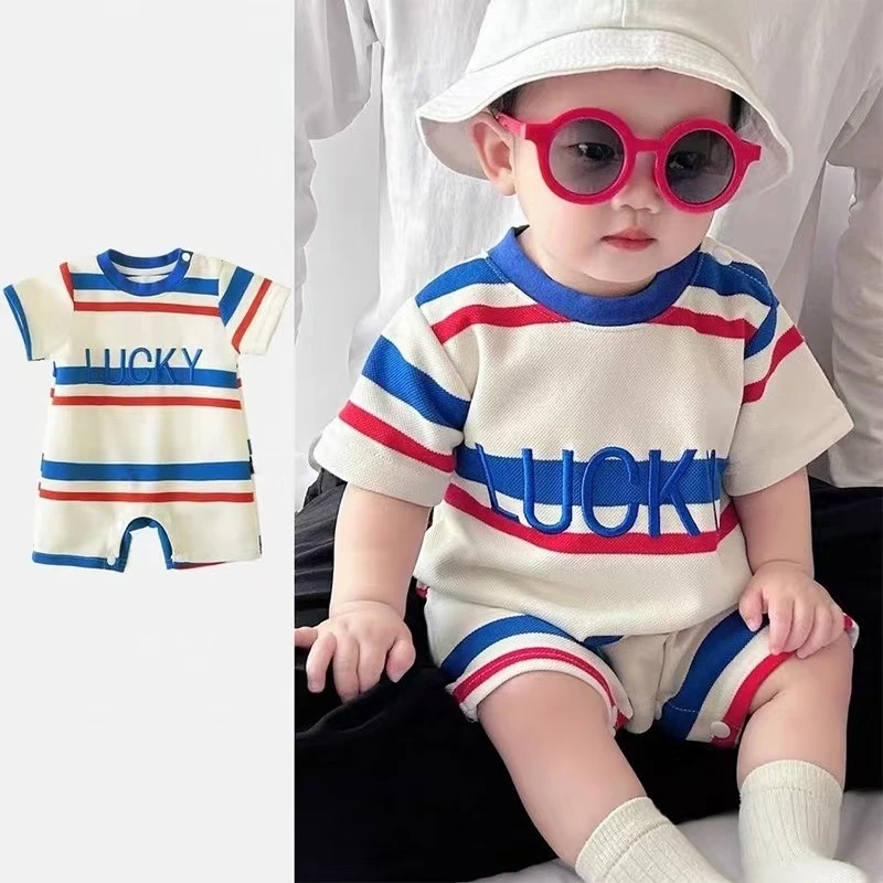 连体衣夏装宝宝短袖薄款哈衣夏季新生儿幼儿外出服秋季宝宝衣服